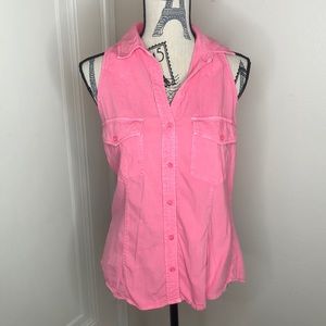 Pink Button Down Razor Back Shirt